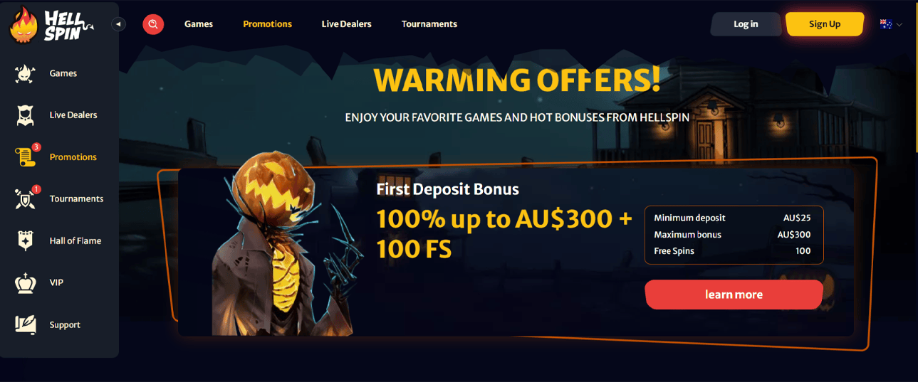 HELLSpin Casino First deposit bonus